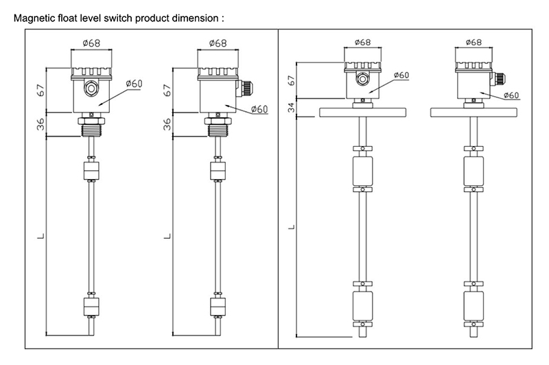 structure diagram of float level sensor/switch