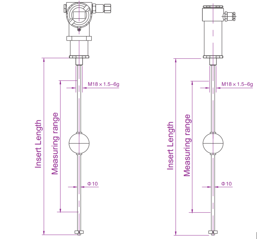magnetostrictice level meter drawing